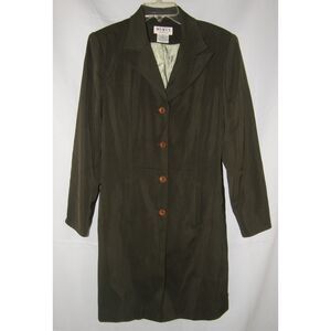 Vintage Olive Green Sz 10 Church Office Lined Long Suit Jacket Pockets MIXIT